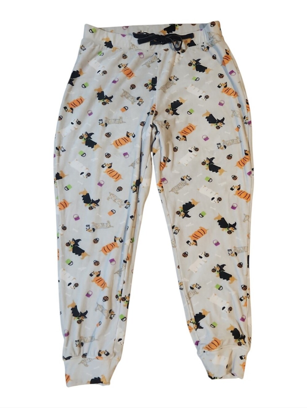Halloween Themed Dog Plush Pajama Pants Womens Size Large